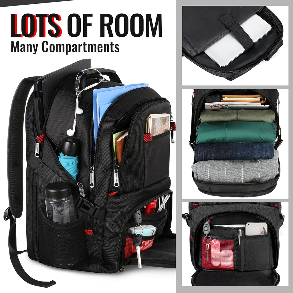 Large Laptop Backpack for Men, Heavy Duty Travel Backpack Carry on Flight Approved, 17 Inch College Work Bookbag, Water Resistant Business Backpack for Men Women, Mochilas Para Hombres