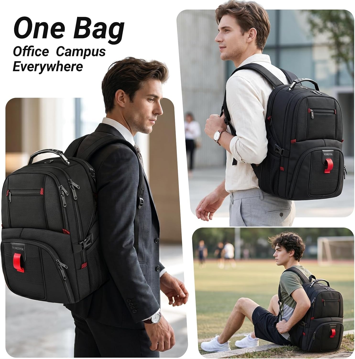 Large Laptop Backpack for Men, Heavy Duty Travel Backpack Carry on Flight Approved, 17 Inch College Work Bookbag, Water Resistant Business Backpack for Men Women, Mochilas Para Hombres